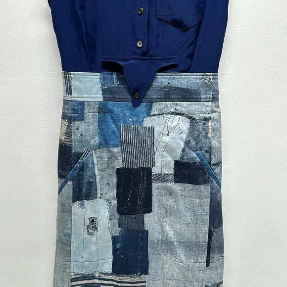 Altuzarra Dress Sleeveless Midi Patchwork Denim Print Blue IT Size 38 US XS 2 - Picture 4 of 15